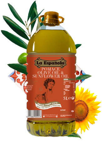 La Española Pomace Oil and Sunflower Oil bottle