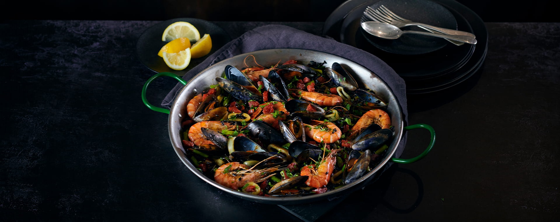 Seafood Paella with Black Rice